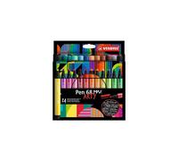 Premium Fibre-Tip Pen with Chisel Tip - STABILO Pen 68 MAX - ARTY - Pack of 24 - Assorted Colours