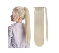 Premium Human Hair Ponytail Extension for Women, Coda di cavallo lunga 12-22 pollici avvolgente attorno al parrucchino # 60 Biondo platino Capelli umani Coda di cavallo Clip di estensione dei capelli