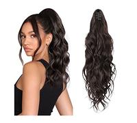 Premium Human Hair Ponytail Extension for Women, Coda di cavallo ondulata sintetica da 20 pollici for l'uso quotidiano della festa Capelli lunghi ricci ondulati Estensione della coda di cavallo Artigl
