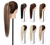 Premium Human Hair Ponytail Extension for Women, Parrucchino coda naturale da 20 pollici for donne coda di cavallo capelli finti spessi biondi clip da 120 g nell'estensione dei capelli umani coda di c