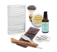 Premium kit barba professionale - incluso rasoio, custodia, pennello da barba, sapone da barba, ciotola da barba, olio da barba e panno da barba - set perfetto per la routine della rasatura quotidiana