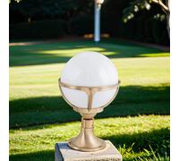Premium Lampada da Giardino Alonnisos Ottone Sfera Schermo H :3 8cm IP43 Zoccolo