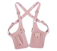 Premium Leather Adjustable Bag, Armor Hidden Underarm Strap Wallet for Men & Women, with Double Pocket for Travel (Pink)