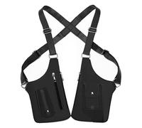 Premium Leather Adjustable Bag, Armor Hidden Underarm Strap Wallet for Men & Women, with Double Pocket for Travel (Black)