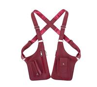 Premium Leather Adjustable Double Shoulder Bag Men, Anti-Theft Hidden Underarm Wallet Phone Double Shoulder Pouch (Wine Red)