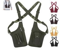 Premium Leather Adjustable Underarm Shoulder Bag - Double Shoulder Armpit Bag for Men, Waterproof Crossbody Pack, Verde militare