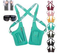 Premium Leather Adjustable Underarm Shoulder Bag for Men & Women, Multi-Pocket Anti-Theft Double Shoulder Bag, Double Shoulders Armpit Bags, Doubles Pocket, for Travel & Daily (Emerald Green)