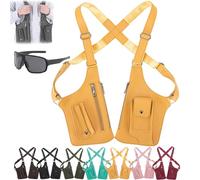 Premium Leather Adjustable Underarm Shoulder Bag for Men & Women, Multi-Pocket Anti-Theft Double Shoulder Bag, Double Shoulders Armpit Bags, for Travel and Daily Use (Yellow)