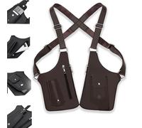 Premium Leather Double Shoulder Armpit Bag, Adjustable Anti-Theft Underarm Holster, Hidden Travel Wallet for Unisex (Brown)