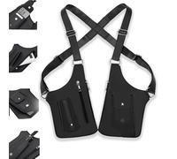 Premium Leather Double Shoulder Armpit Bag, Adjustable Anti-Theft Underarm Holster, Hidden Travel Wallet for Unisex (Black)
