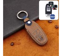 Premium Leder Schlüsselhülle Cover für Audi Keyless GoSchlüssel braun + Anhänger