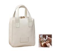 Premium Makeup Bags, Wide Open Portable Zipper Travel Cosmetic Bag, Makeup Case Organizer With Compartments And Handle, PU Largecapacity Waterproof Case Organizer (Beige)