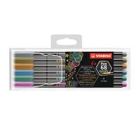 Premium Metallic Fibre-Tip Pen - STABILO Pen 68 metallic - Pack of 6 - Assorted