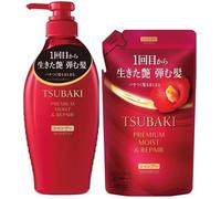 Premium Moist Repair Shampoo 450 ml & Refill Pack 300 ml Set for Tsubaki - Idratante e riparatore - Fiore di ciliegio - Set di cura dei capelli