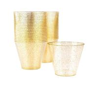 Premium Multi-use Plastic Party Cups with Gold Glitter 25pcsgold