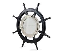 Premium opaca nero timone | aluminum Porthole Mirror | capitano marittimo Beach Home Decor Gift | Nagina internazionale 36 Inches White ,Blue , Black ,Red