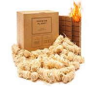 Premium Planet Set accendifuoco grande, ecologico, oltre 100 fuochi, confezione multipla, 100% naturale, lana di legno e mattoni organici, barbecue, caminetti e stufe a legna