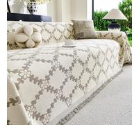 Premium Pure Cotton Throw Blanket with Tassels, Extra Large Sofa Throw | Furniture Protector Cover, Pet-Friendly Sofa Cover For 1-4 Seater, Decorative Blanket For Sofa Couch Bed Chair(E,180x380cm)