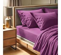 Premium Ranforce Double Fitted Sheet (140 x 190 + 30 cm), 100% cotone, 155 thread Count, lavabile in lavatrice a 30 °C, elegante colore viola per Cozy Bedrooms