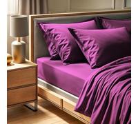Premium Ranforce Double Fitted Sheet (140 x 190 + 30 cm), 100% cotone, 155 thread Count, lavabile in lavatrice a 30 °C, elegante colore viola per Cozy Bedrooms