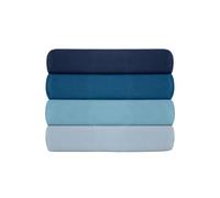 Premium Ranforce Double Fitted Sheet (140 x 190 + 30 cm), Dark Blue, 100% cotone, 145 thread Count | Lavabile in lavatrice a 30 °C | Soft & Durable Bedding