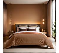 Premium Ranforce Double Quilt Cover (200 x 200 cm), 100% cotone, marrone, chiusura a bottone, 155 thread Count, lavabile in lavatrice a 30 °C, morbido e durevole