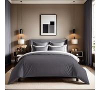 Premium Ranforce Double Quilt Cover (200 x 200 cm), grigio scuro | 100% cotone, 155 thread Count, Button Closure | Lavabile in lavatrice a 30°C, Soft & Durable