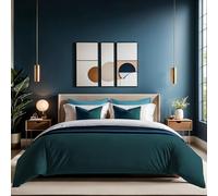 Premium Ranforce Double Quilt Cover (200 x 200 cm), verde petrolio, 100% cotone, 145 thread Count, Button Closure | Lavabile in lavatrice a 30°C, Soft & Durable