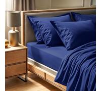 Premium Ranforce Double XL Fitted Sheet (140 x 200 + 30 cm), 100% cotone, blu scuro, 155 thread Count, lavabile in lavatrice a 30 °C, morbido e durevole