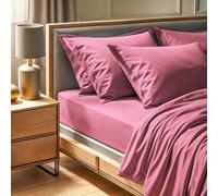 Premium Ranforce Double XL Fitted Sheet (140 x 200 + 30 cm) in Dusty Rose, 100% cotone, 155 thread Count, lavabile in lavatrice a 30 °C, morbido e durevole