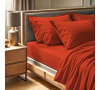 Premium Ranforce King Fitted Sheet (160 x 200 + 30 cm), Tile Red, 100% cotone, 145 thread Count | Lavabile in lavatrice a 30 °C | Soft & Durable Bedding