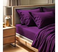 Premium Ranforce - Lenzuolo con angoli per letto matrimoniale, 140 x 190 + 30 cm, 100% cotone, 155 fili, lavabile in lavatrice a 30 °C, elegante colore viola per camere da letto accoglienti