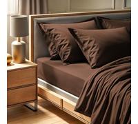Premium Ranforce Single Fitted Sheet (90 x 200 + 30 cm), marrone scuro, 100% cotone, 155 thread Count, lavabile in lavatrice a 30 °C, morbido e resistente, doppio