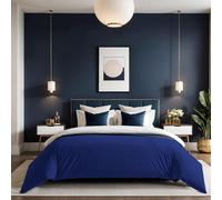 Premium Ranforce Single XXL Quilt Cover (155 x 220 cm), blu scuro, 100% cotone, 155 thread Count, Button Closure | Lavabile in lavatrice a 30°C, Soft & Durable