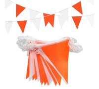 Premium riutilizzabile impermeabile Bunting Banner - 66ft 56pcs triangolo bandiere pennant bandierine arancione bianco pennant banner per compleanno giardino all'aperto decorazioni per feste