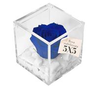 PREMIUM ROSE - Cubo Rosa Stabilizzata Blu 5 cm con Marmo di Carrara - Rosa Eterna Stabilizzata Made in Italy - Idea per Bomboniere, Lauree e Battesimi - Blu 1051