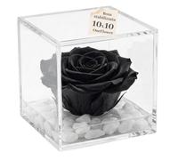 PREMIUM ROSE - Cubo Rosa Stabilizzata Nera 10 cm con Marmo di Carrara - Rosa Eterna Stabilizzata Made in Italy - Idea per Occasioni Formali e Chi ha Stile Dark - Nero A 1017
