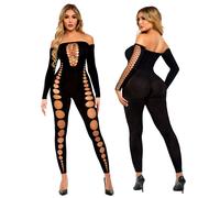 Premium Sexy Tutina Bodystocking Catsuit One Size M L intimo nera intero taglia