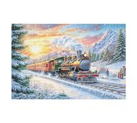 Premium Steam Train Winter Mountain Forest Adventure Wild Nature Puzzle 1000 Pezzi Per Adulti Stimolante Divertente E Coinvolgente Ideale Per Momenti Liberi E Hobby 1000 PCS（75x50cm）