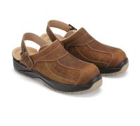EUROROUTIER Premium Leather Tucson Brown, Zoccoli, Ciabatte Antinfortunistiche Certificate SB+A+E+FO+SRC (Numeric_39)