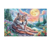 Premium Wolf Moon Mountain Forest Wildlife Wild Nature Puzzle 1000 Pezzi Per Adulti Stimolante Divertente E Coinvolgente Ideale Per Passatempi Quotidiani 1000 PCS（75x50cm）