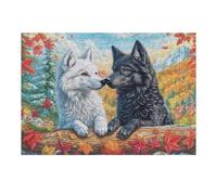 Premium Wolf Pair White Black Forest Wildlife Wild Puzzle 300 Pezzi Per Adulti Stimolante Divertente E Coinvolgente Ideale Per Hobby E Famiglia 300 PCS（40x28cm）