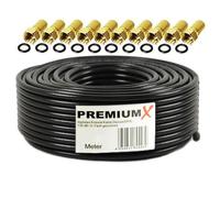 Premium X 25m Cavo coassiale DELUXE PRO da NERO 135dB Cavo antenna SAT in rame puro schermato a 5 vie HD 4K HDTV 1080p + 10x F-Plug