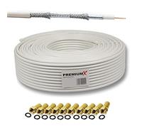 Premium X 30m Cavo coassiale SAT 135dB Digitale - Schermatura quadrupla - Ultra HD 4K DVB-S/S2 DVB-C/C2 DVB-T - Cavo Antenna TV Digitale, DVB-T2, Satellite - 30 Metri + 10 connettori F