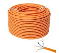 Premium X CAT 7 Cavo di rete 100m - Cavo Ethernet CAT7 Rame Puro - Schermato S/FTP - Cavo dati LAN Gigabit PIMF PoE 10Gbit/s Senza alogenuri - Cavo di installazione - 100 metri