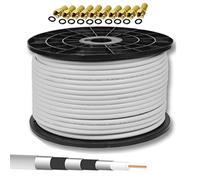 Premium X Cavo satellitare coassiale Basic Pro 135dB 100m Cavo schermato a 5 vie per cavo coassiale per antenna 4K Ultra HD | DVB-S / S2 | DVB-C | DVB-T | Sistemi BK + 10 x F-Plug da 8,0 mm