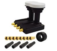 Premium X LNB monoblocco Quad 3°, PXMB-3Q, 0,1 Db per Satellite Astra a 19,2°, Eutelsat a 16° HDTV FullHD UltraHD 4K 3D Adatto per 4 decoder Utilizzabili