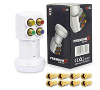 Premium X PXV-QS Quad LNB - 4 volte LNC testa con filtro LTE, 4 partecipanti - SAT Digital DVB-S2 4K HD 3D - contatti dorati - bianco - extra piccolo - con 8 connettori F