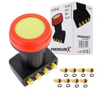 Premium X Quad LNB - 4 scomparti - estremamente resistente al calore - per 4 partecipanti - 4K Full HD - con protezione dalle intemperie per parabola satellitare satellitare - nero - con 8 connettori