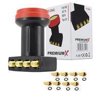 Premium X Quattro LNB - 4 scomparti - estremamente resistente al calore - solo per commutatore - 4 K Full HD - con protezione dalle intemperie per parabola satellitare Multiswitch Digital - nero - con